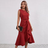Darlene Side Knot Ruffle Midi Dress