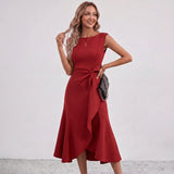 Darlene Side Knot Ruffle Midi Dress