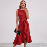 Darlene Side Knot Ruffle Midi Dress