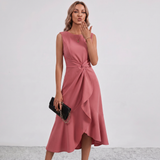 Darlene Side Knot Ruffle Midi Dress