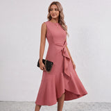 Darlene Side Knot Ruffle Midi Dress