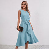 Darlene Side Knot Ruffle Midi Dress
