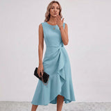 Darlene Side Knot Ruffle Midi Dress