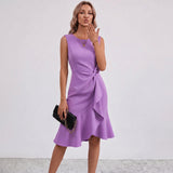 Darlene Side Knot Ruffle Midi Dress
