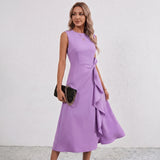 Darlene Side Knot Ruffle Midi Dress