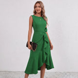 Darlene Side Knot Ruffle Midi Dress