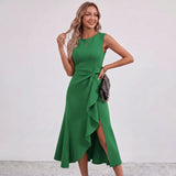 Darlene Side Knot Ruffle Midi Dress