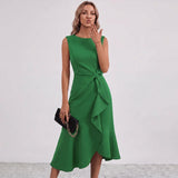 Darlene Side Knot Ruffle Midi Dress