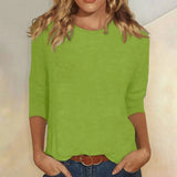 Crew Neck Three-Quarter Sleeve Top