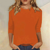 Crew Neck Three-Quarter Sleeve Top