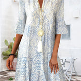 Floral Print V-Neck Dress