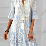 Floral Print V-Neck Dress
