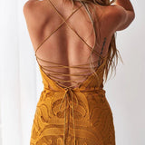 Lace Fringe Hem Midi Dress