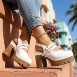 Triple Buckle Platform Slingback Heels
