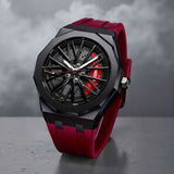 Alloy Rim Silicone Strap Quartz Watch