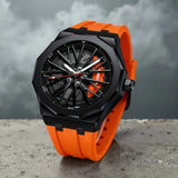 Alloy Rim Silicone Strap Quartz Watch