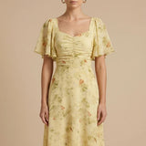 Floral Flutter Sleeve Maxi Dress