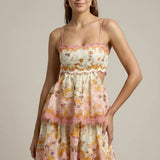 Sleeveless Floral Tiered Maxi Dress with Scalloped Bodice