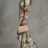 Floral Ruched Fishtail Maxi Dress