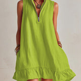 Vibrant Half-Zip Mini Dress