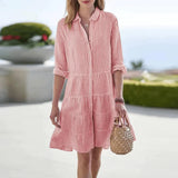 A-Line Striped Button-Down Dress