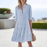 A-Line Striped Button-Down Dress