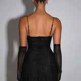Sparkle Mesh Mini Dress