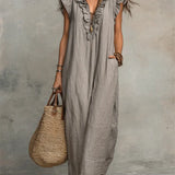 Ruffle V-Neck Maxi Dress