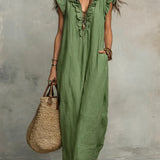 Ruffle V-Neck Maxi Dress