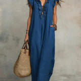 Ruffle V-Neck Maxi Dress