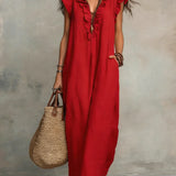 Ruffle V-Neck Maxi Dress