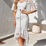 Flute Sleeve High-Low Lace Midi