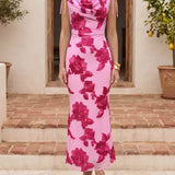 Floral Cowl Neck Maxi Dress