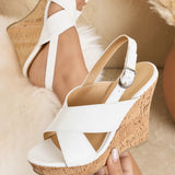 Faux Leather Criss-Cross Wedges