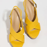 Faux Leather Criss-Cross Wedges
