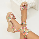 Lace-Up Bowknot Espadrille Wedges