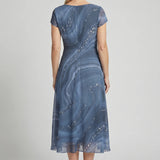 Abstract Print V-Neck Midi Dress