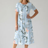 Floral Short Sleeve Midi Dress