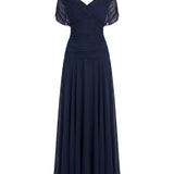Off-Shoulder Chiffon Maxi Dress