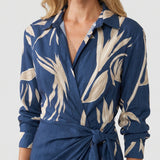 Leaf Print Wrap Maxi Dress