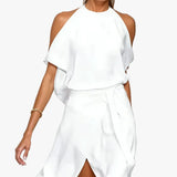 Halter Cold Shoulder Midi Dress