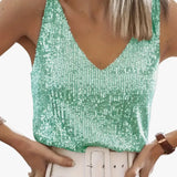 V-Neck Sequin Tank Top