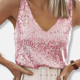 V-Neck Sequin Tank Top