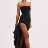 Strapless Ruched Maxi Dress