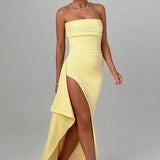 Strapless Ruched Maxi Dress