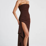 Strapless Ruched Maxi Dress