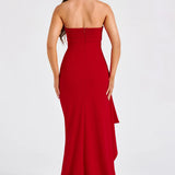 Strapless Drape Maxi Dress